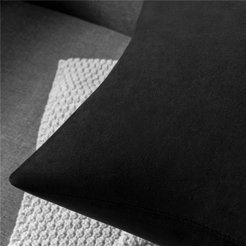 DEZENE Decorative Pillow Covers 12x20 Black: 2 Pack Cozy Soft Velvet Rectangular Throw Pillow Cases for Farmhouse Home Decor - Image 2